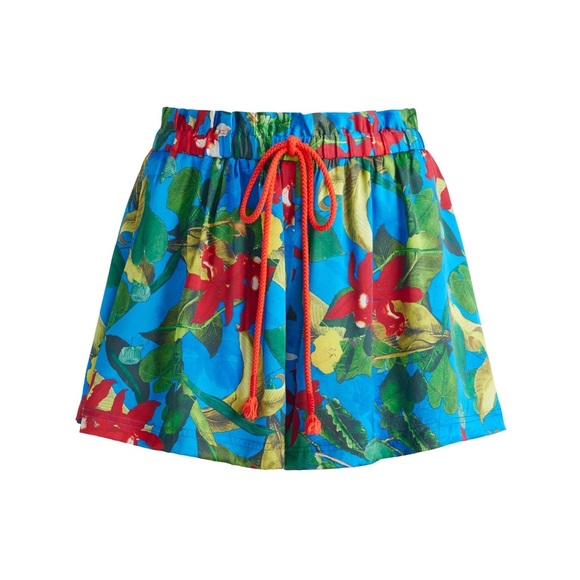 Alice + Olivia Alaine Drawstring Waist Short Tropical Sunrise Sapphire Size XS - Picture 4 of 12